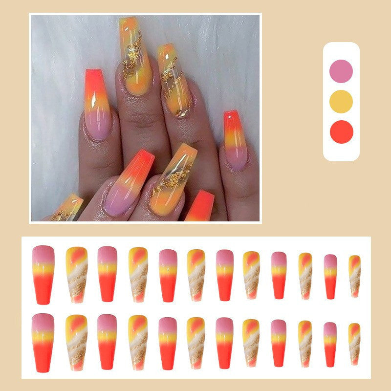 Rainbow Gradient Fake Nails Nail Stickers