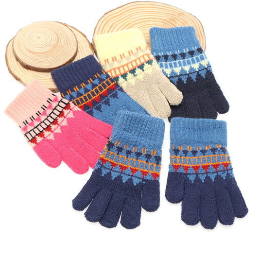 Children's Gloves Five-finger Boys And Girls Outdoor Plush Thickened Warm-keeping And Cold-proof