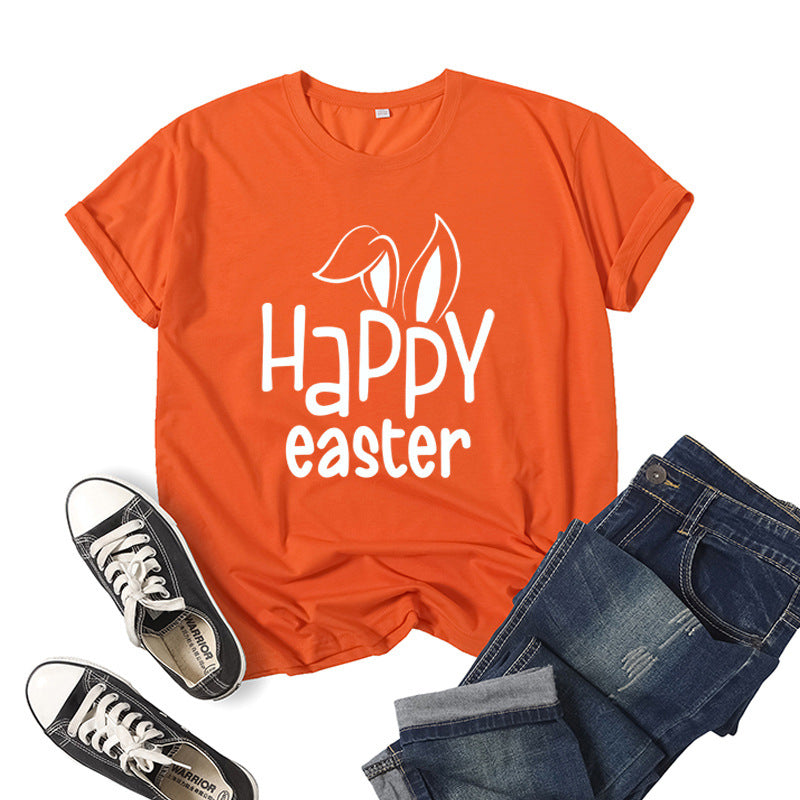 Women's Bunny Happy Easter Print Top