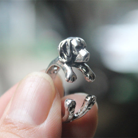 Vintage Ring Pug Adjustable Ring Ancient Silver Bronze Gun Black Ring