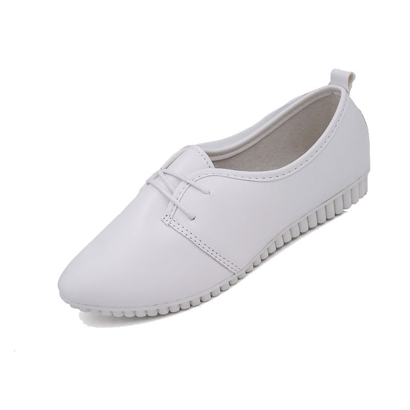 Spring and autumn new small white shoes female with pointed peas shoes comfortable massage shallow mouth nurse work shoes