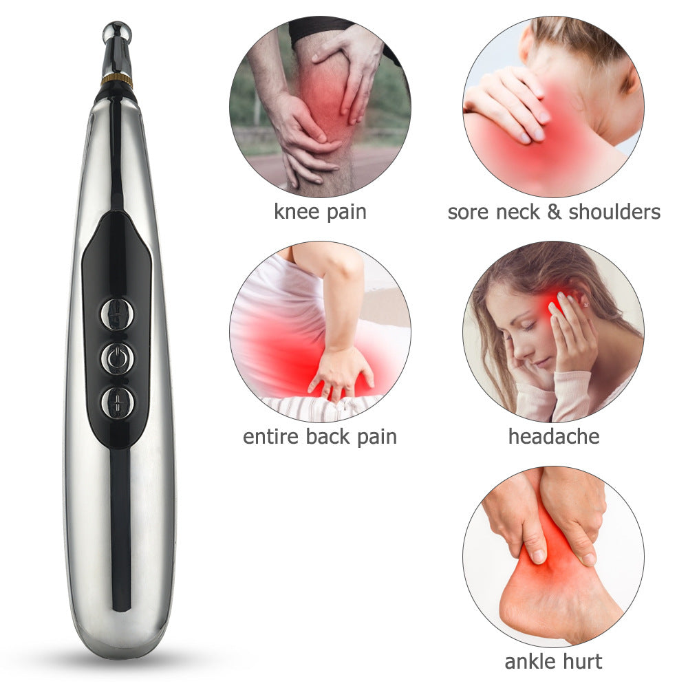 Rechargeable Acupoint Massage Pen 5-Head Meridian Pen Massager Magnetic Therapy Pain Relief Massager