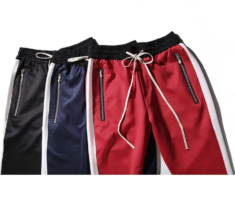 FOG European and American high street school uniform pants TRACK PANTS side striped inside zipper Bibb GD men's pants