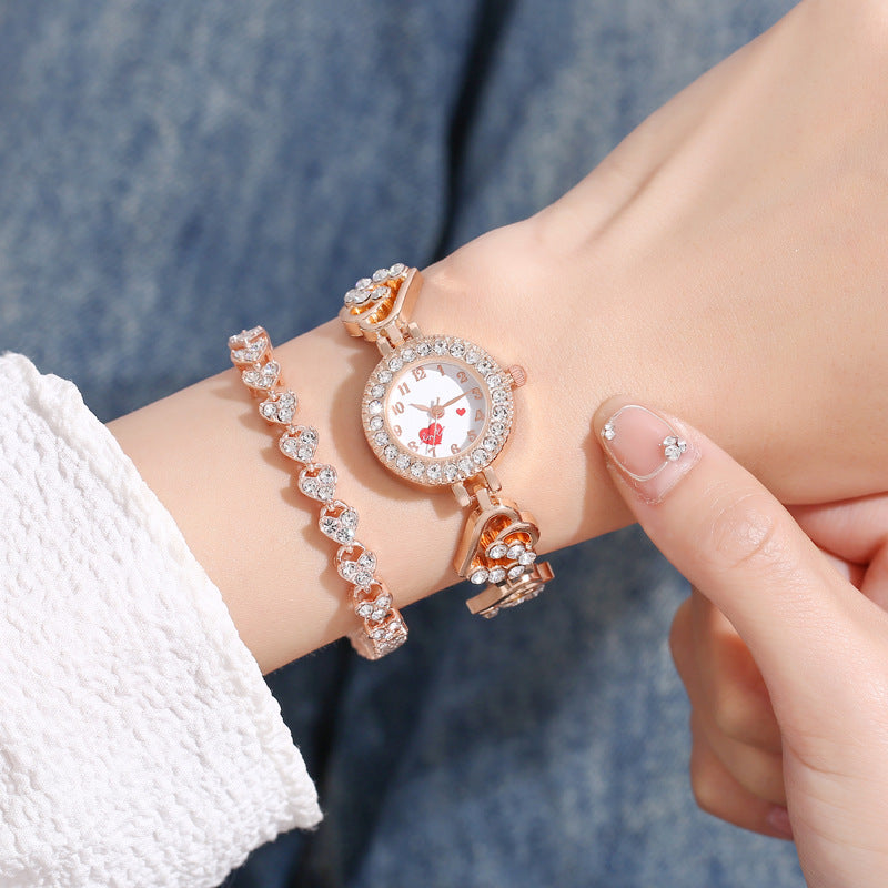 Heart Shape Diamond Small Dial Bracelet Watch Ladies