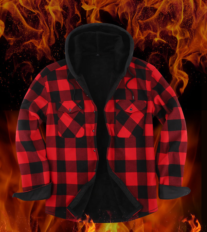 Cozy Classic: Winter fleece-lined thickened warm plaid shirt for ultimate comfort.