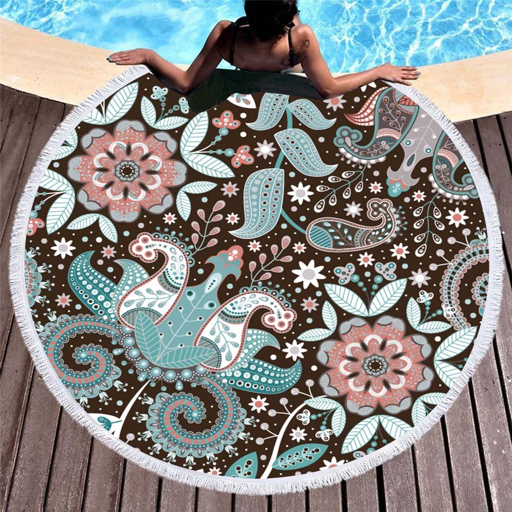 Circular macharo beach towel microfiber digital printing beach towel