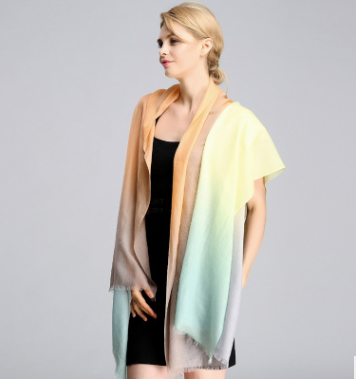 Gradient ring velvet cashmere shawl