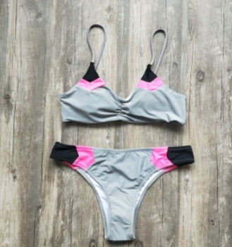 Sexy European and American bikini color matching swimsuit swimsuit