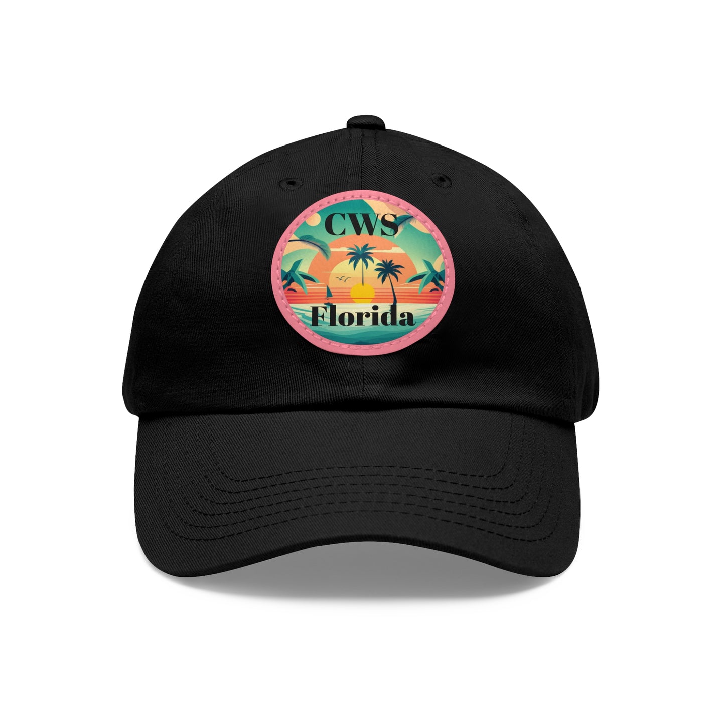 CWS Florida Palm Beach Dad Hat with Leather Patch (Round) By Cozy Winter Store (ships within USA only)