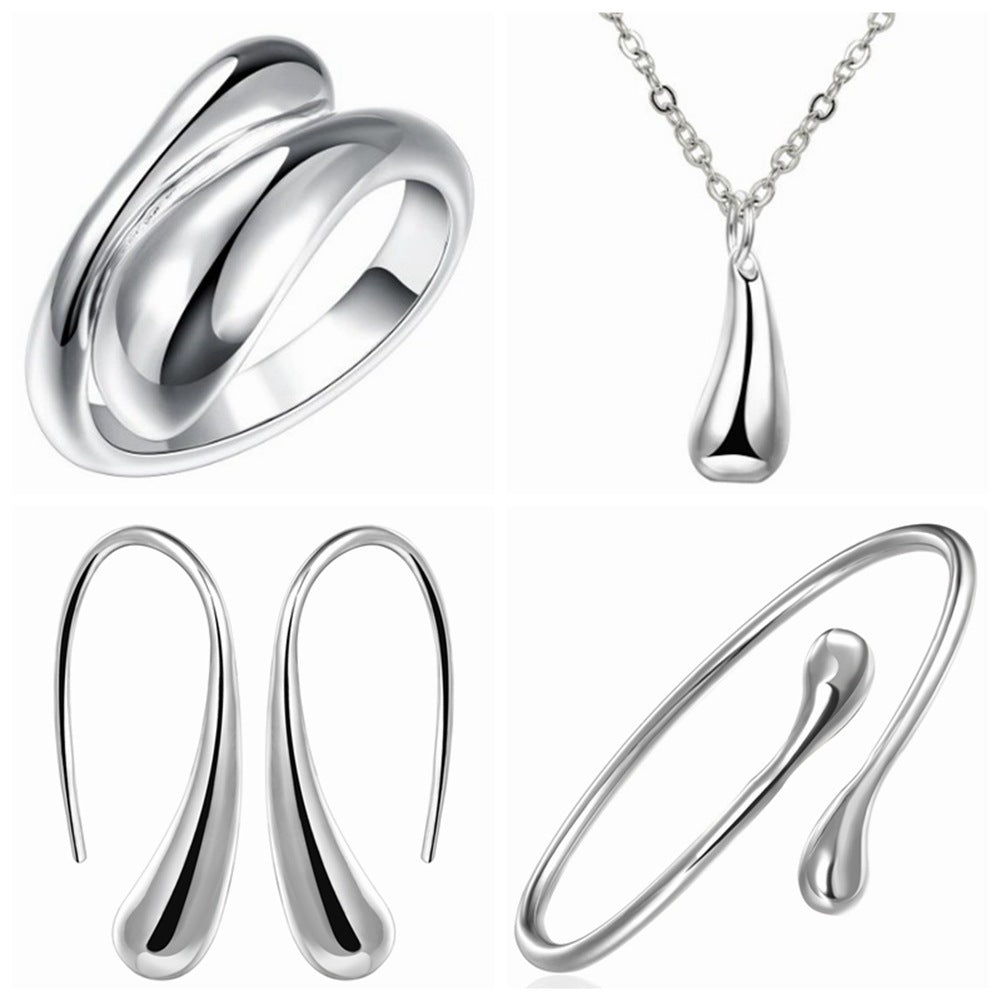 Four-piece silver water drop set