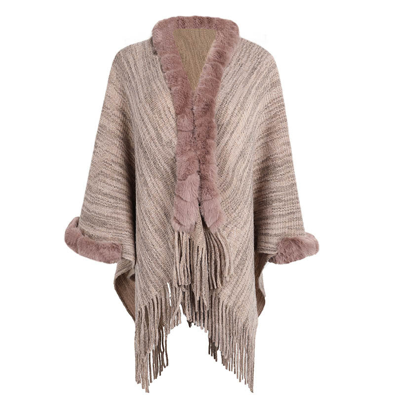 Ladies Fringed Cloak Shawl Sweater Coat