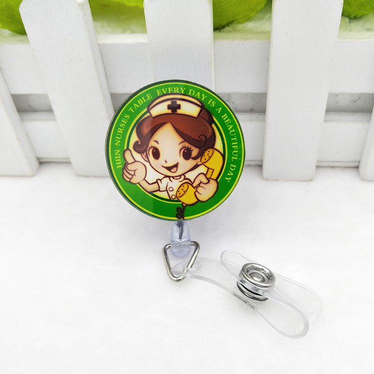 Acrylic Nurse Badge Easy Pull Buckle Cartoon ID Buckle Retractable Buckle Lanyard