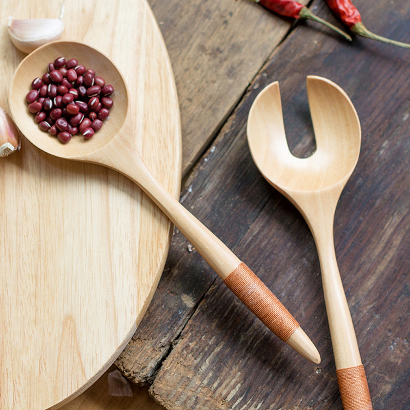 Niedlicher Holzlöffel, Gabel, langer Griff, Holzprodukte, Obstsuppenlöffel