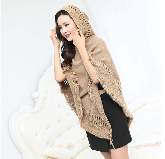 Hollow tassel cloak shawl