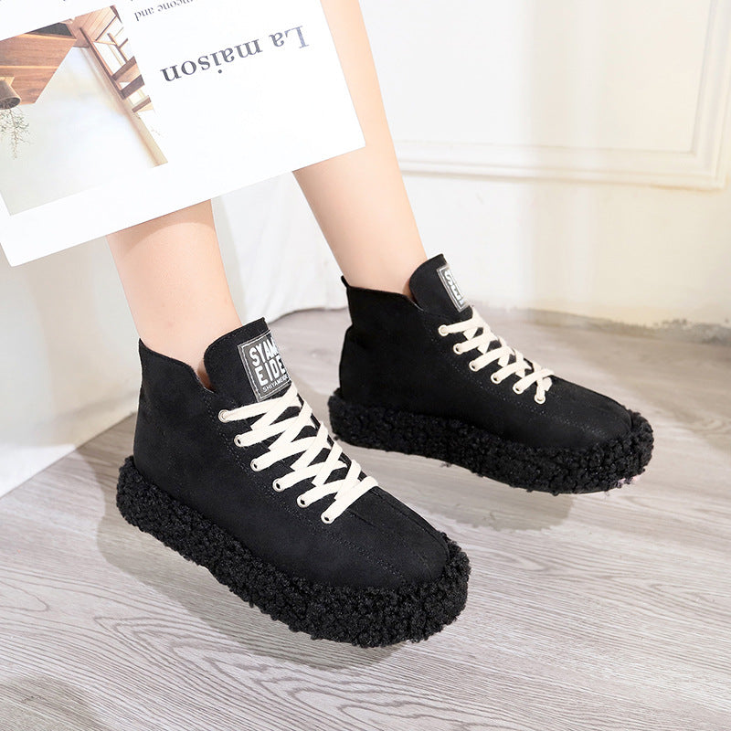 Velvet platform snow boots