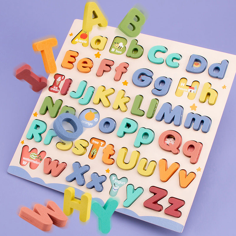 Children's Early Education Wooden Letter Puzzle Grab Board