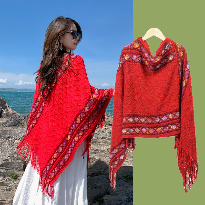 Autumn And Winter New Ethnic Style Shawl Travel Tassel Cloak