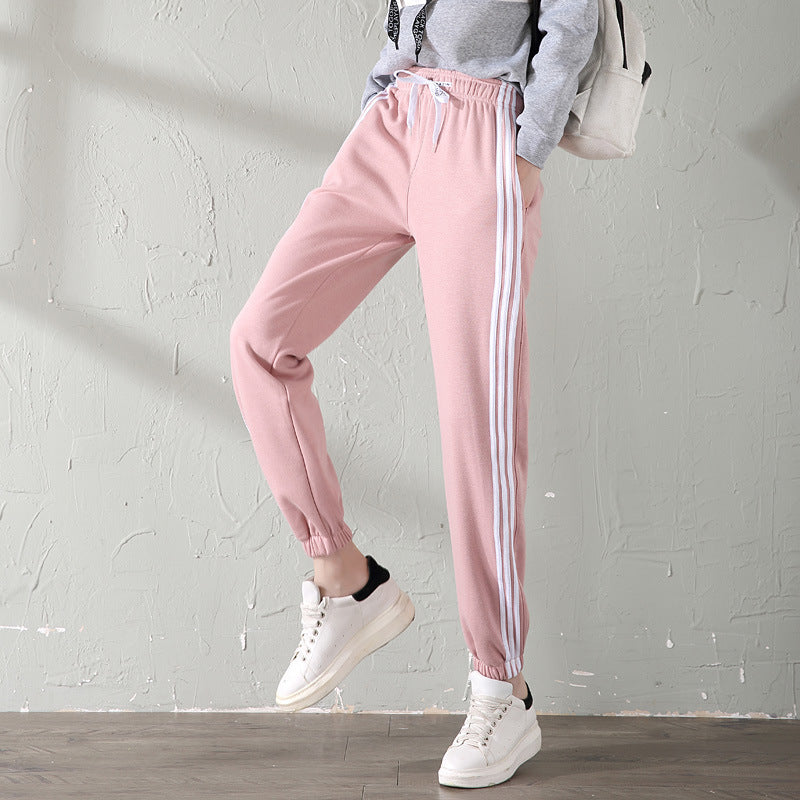 With velvet sport watch in autumn and winter winter female big fat code MM student casual pants loose warm nosing trousers