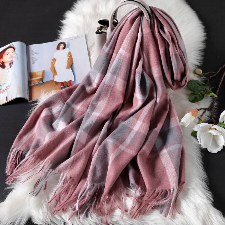 Long tassel double-sided cashmere shawl