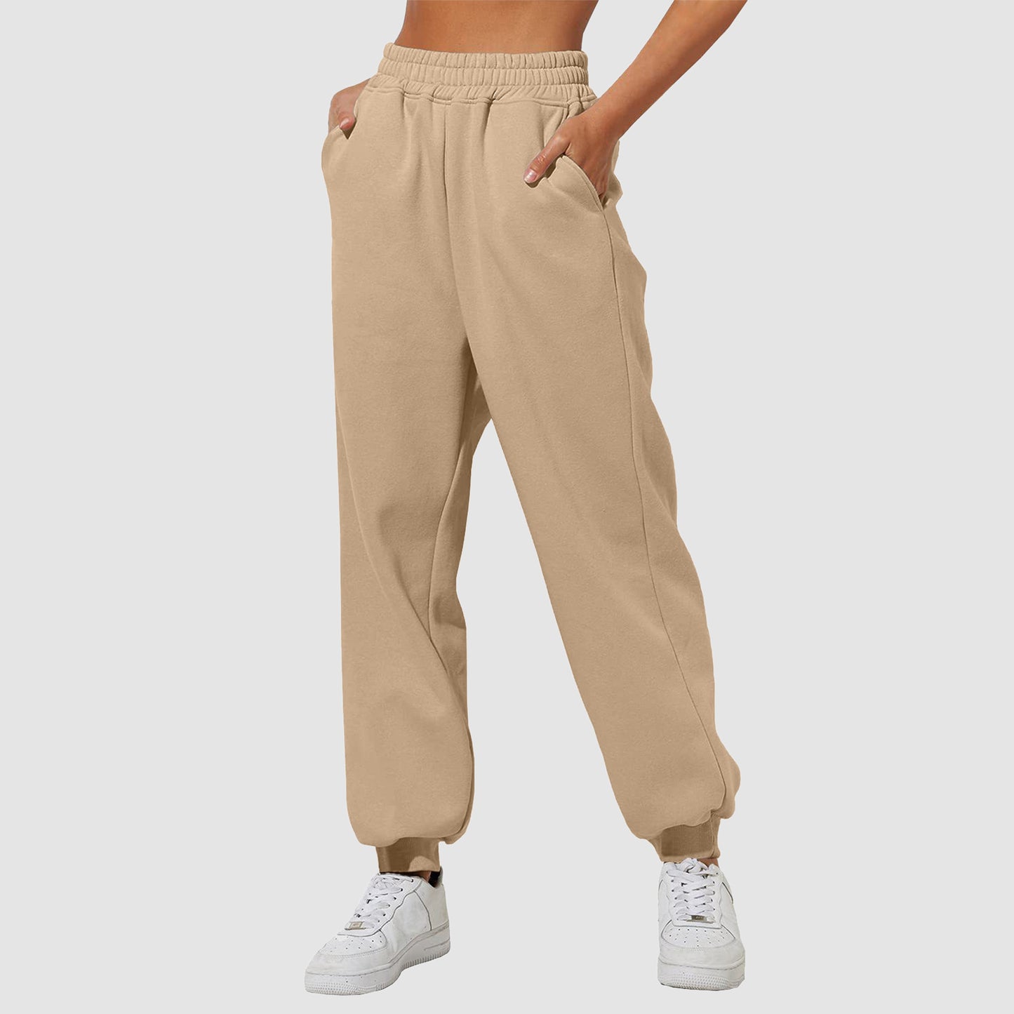 Comfort Chic: Women's High Waist Loose Track Pants - Casual Jogger with Belt Pocket