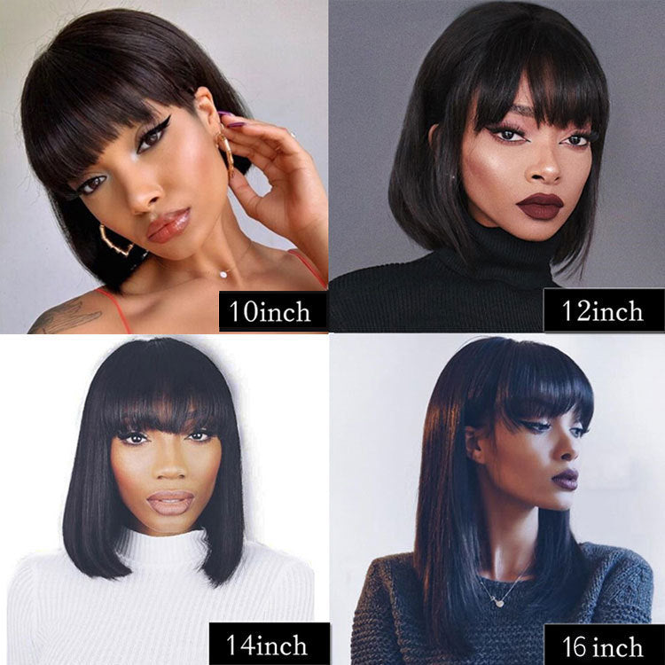 Human Hair Bob Wig Headgear Woven Top Heart Is Natural And Realistic