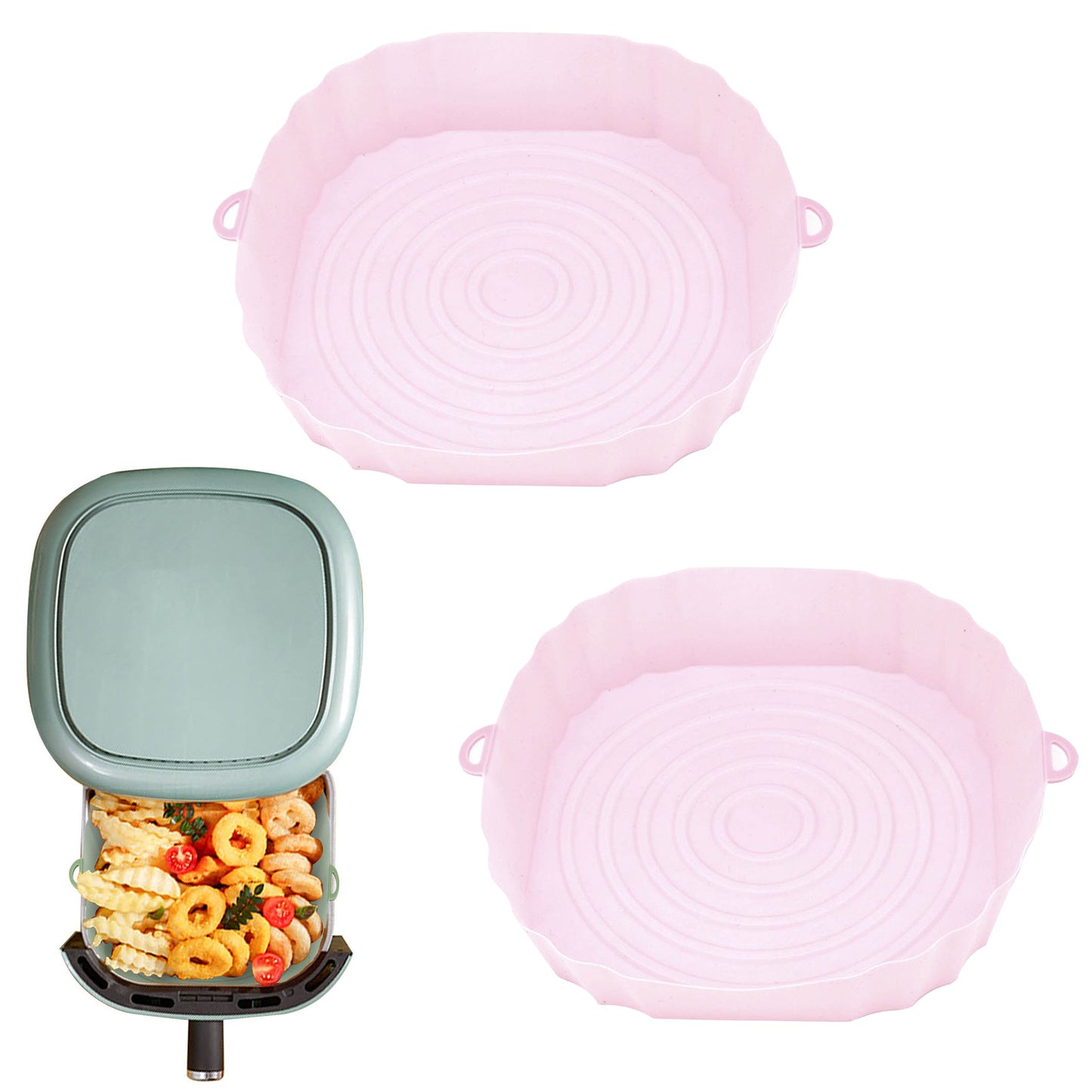 Air Fryer Silicone Basket Silicone Mold Airfryer Oven Baking Tray Pizza Fried Chicken Basket Reusable Pan Liner Accessories