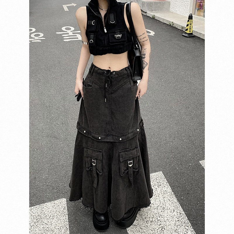 Niche Design Hong Kong Style Retro High Waist Skirt For Women