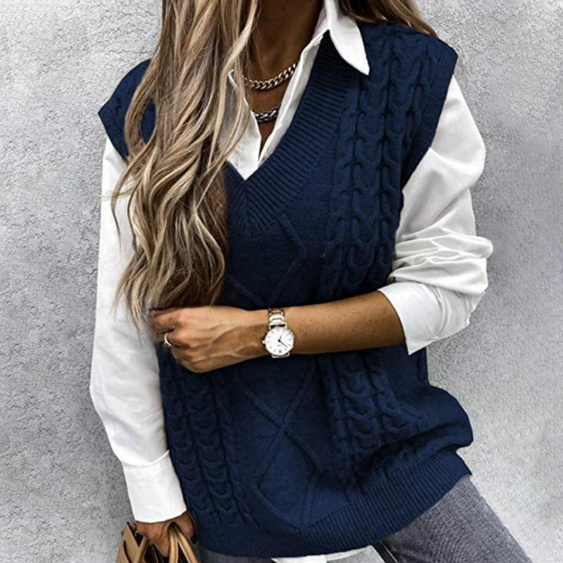 Sweater Vest Women's Vest V-neck Sleeveless