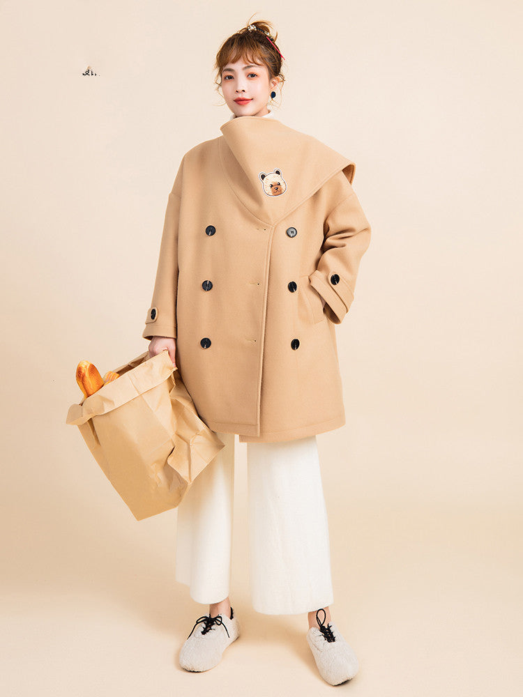 Designed shawl woolen coat