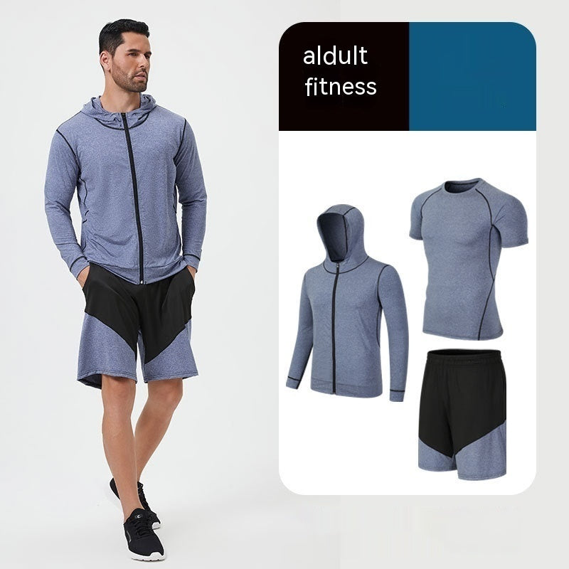 Fitness Suit Men's Morning Running Night Running Sports Quick-drying Five-piece Tights Foot Basketball Training Wear Wholesale