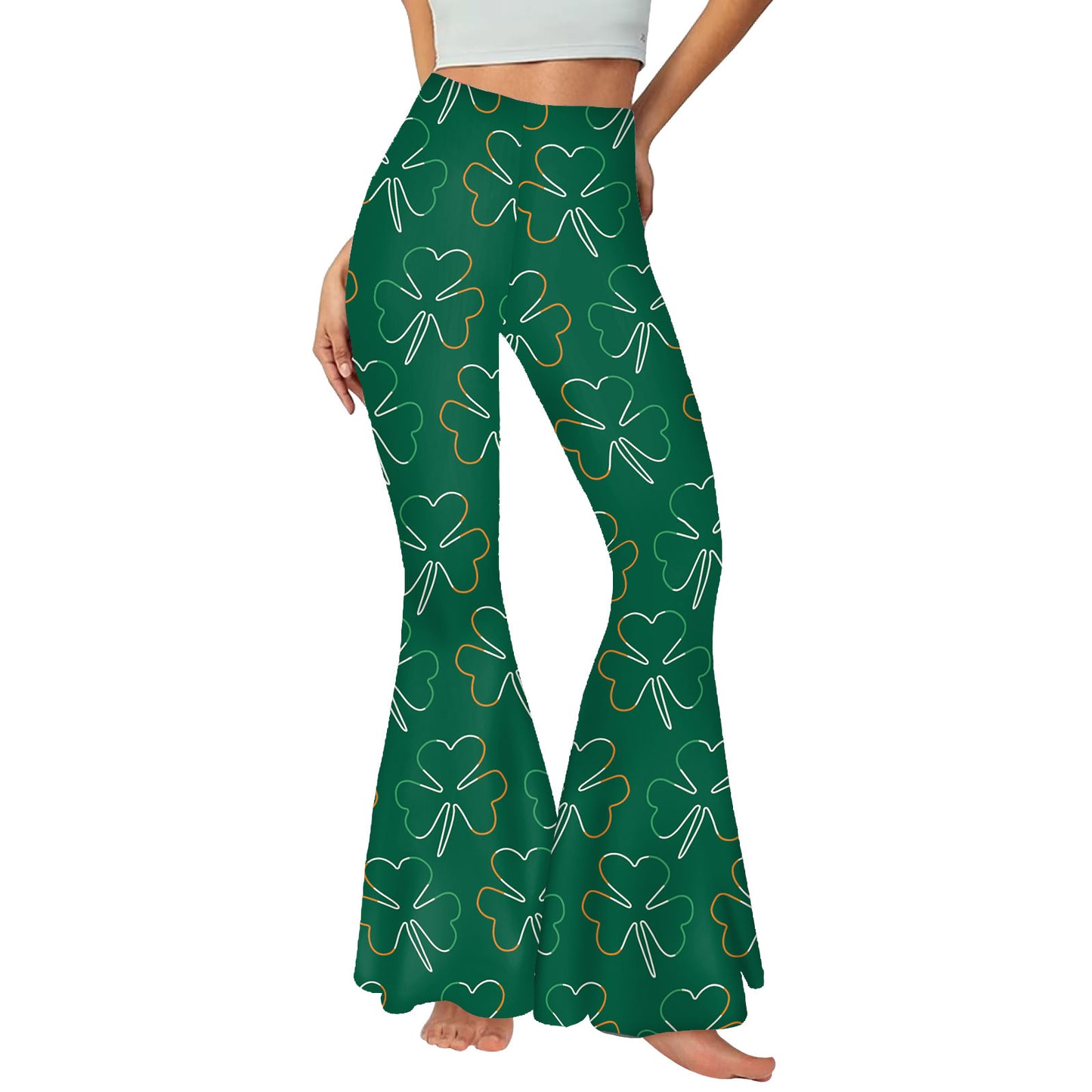 Fashionable Casual Women's Bell-Bottom Pants with Digital Printing