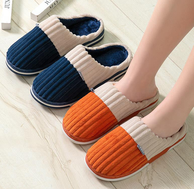 CorduroyCozy: Unisex winter slippers for couples, bedroom comfort for women and men.