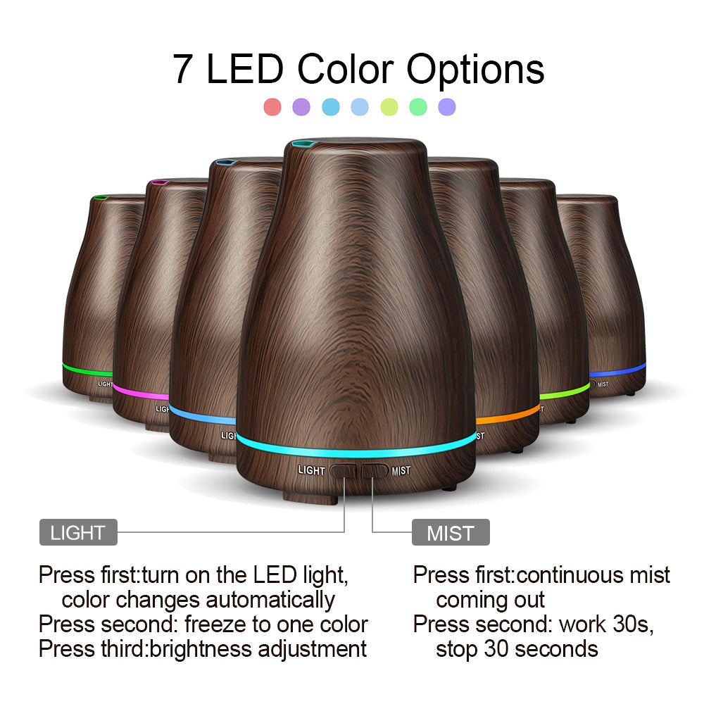 Air Home Humidifier Wood Grain Colorful Ultrasonic Aroma Diffuser 120ml Aroma Diffuser