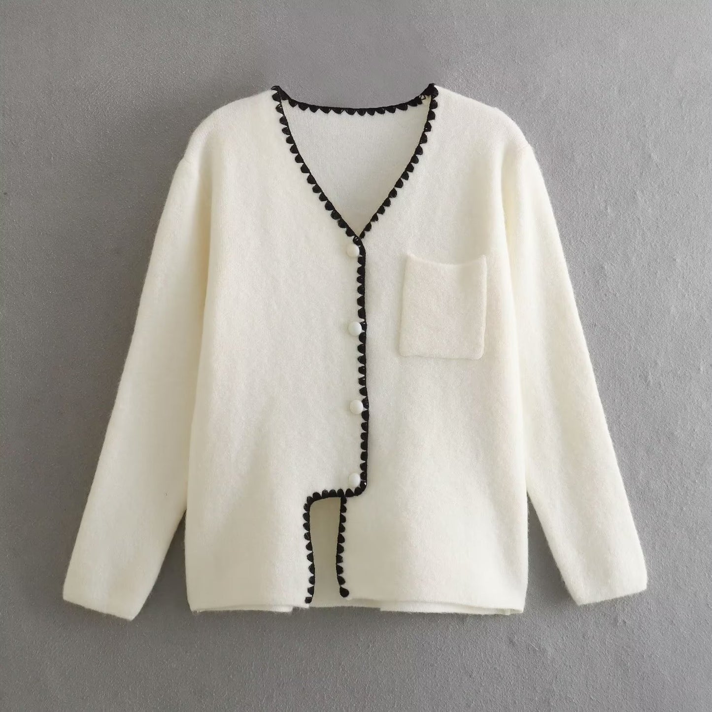 Women Sweater Cardigan Solid V Neck Single Button Long Sleeve Loose Female Top