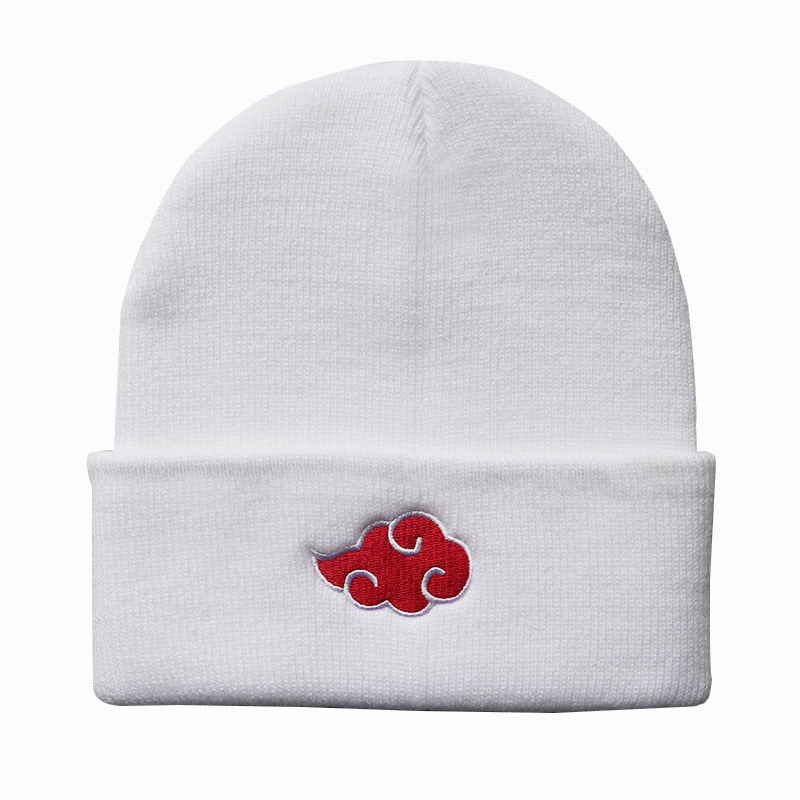 Autumn Winter Anime Hat Akatsuki Cosplay Red Cloud Embroidery Knitted Hat Woolen Cap Keep Warm Unisex