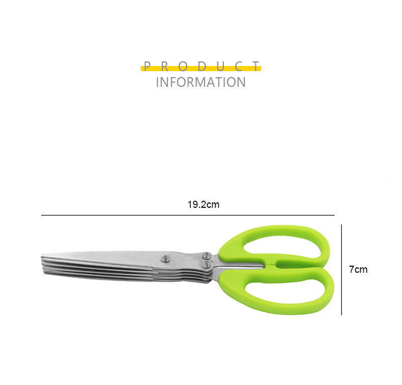 Kitchen Broken Chopped Green Onion Scissors Multi-purpose Stainless Steel Five-layer Scissors Shredding Scissors Five-layer Seaweed Broken Multi-layer Scissors