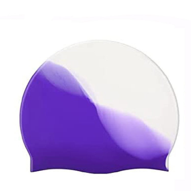 Silicone Swimming Cap Gradient Color Blocking Waterproof Printing