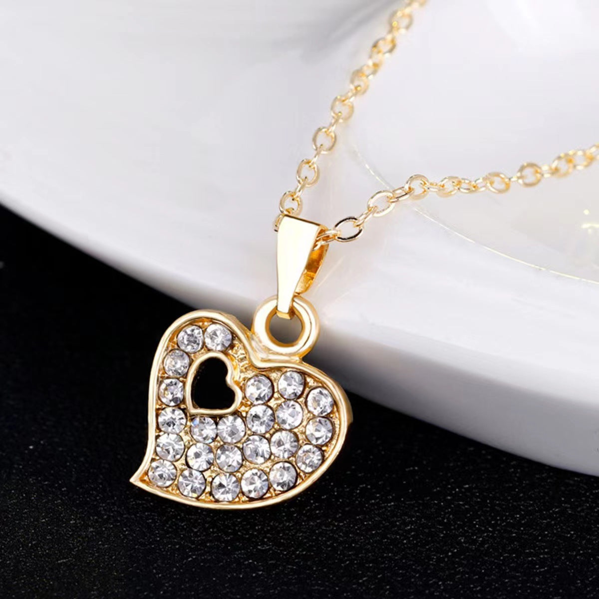 Love Plastic Mesh Bag Peach Heart Jewelry Set Women's Five-piece Set