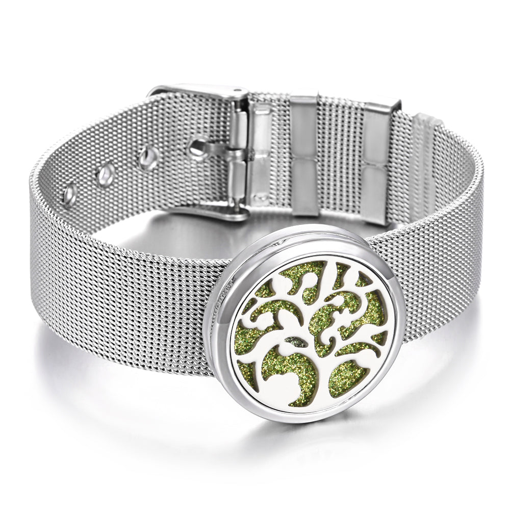 Essence Elysium: Stainless Steel Aromatherapy Bracelet Perfume Diffuser.