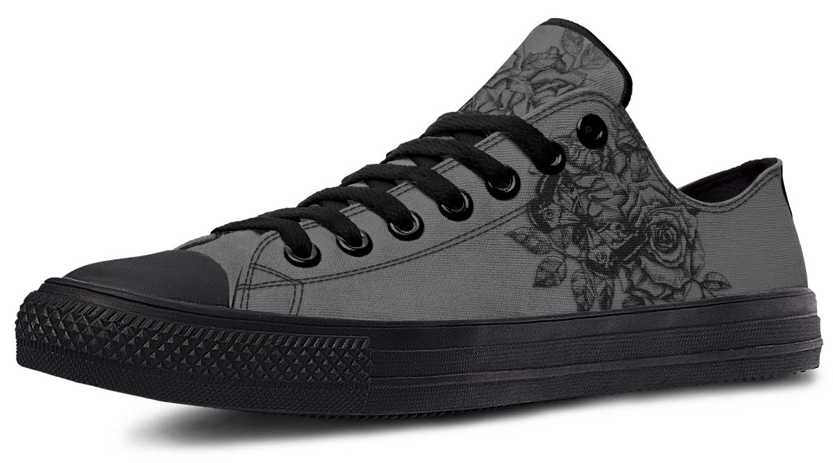 UrbanKicks Black Flower Fashion Printed Couple High Top Canvas Shoes