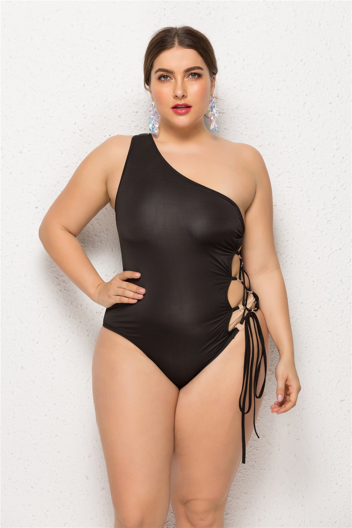 New Style Foreign Trade Oblique Shoulder Plus Fat Swimsuit European And American One-piece Bikini Swimsuit Female Plus Size Swimsuit