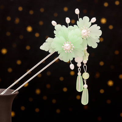 Women's Ancient Style Fairy Gas Plate Flower Hair Accessories Tassel Hairpin