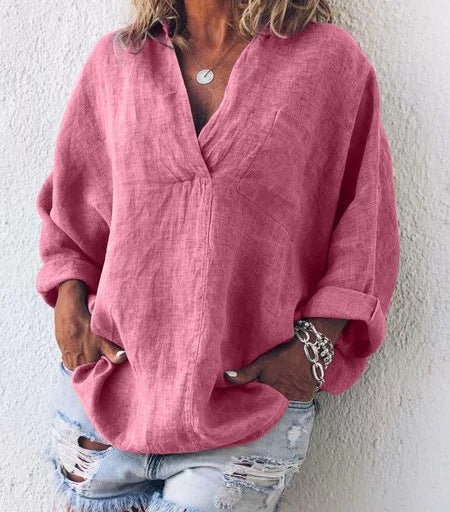 Effortless Style: Women's long sleeve pullover shirt.