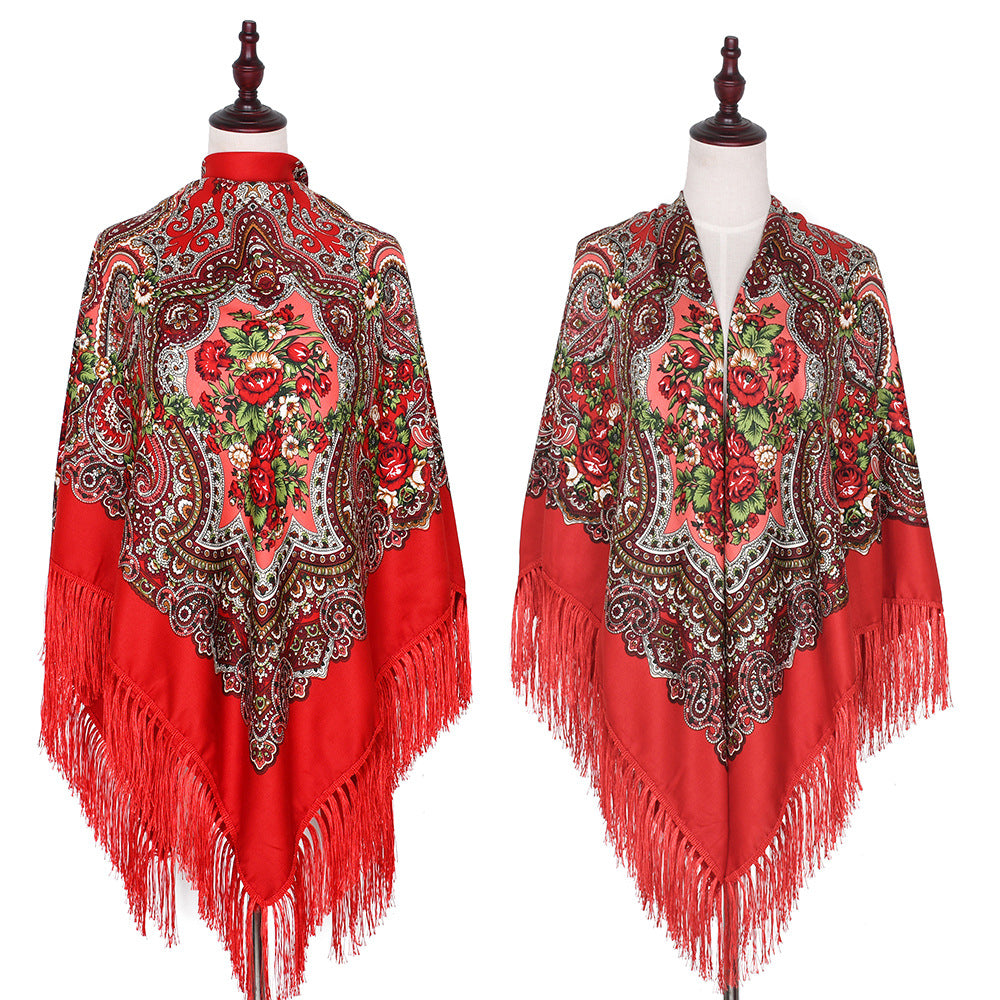 Vintage Twill Tassel Ethnic Style Shawl