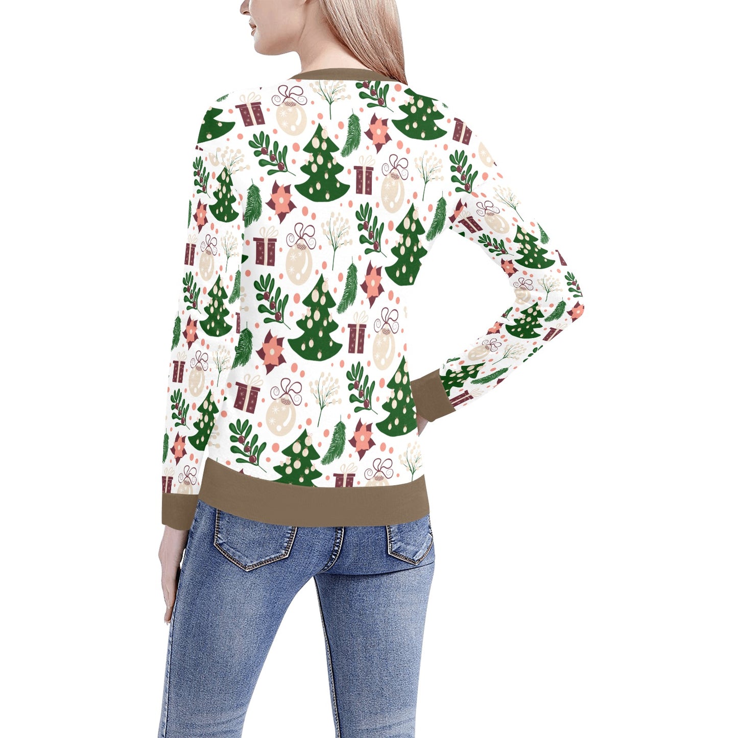 CWS Cozy Sweaters Women's All Over Print V-Neck Christmas Style Festive Sweater