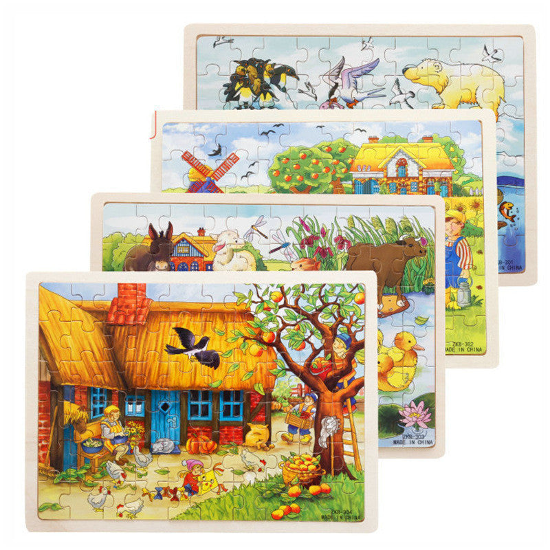 Wooden Children Infants Early Education Puzzle 60 Pieces