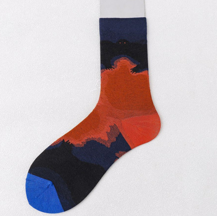 Trendy Mid-calf Artistic Illustration Socks