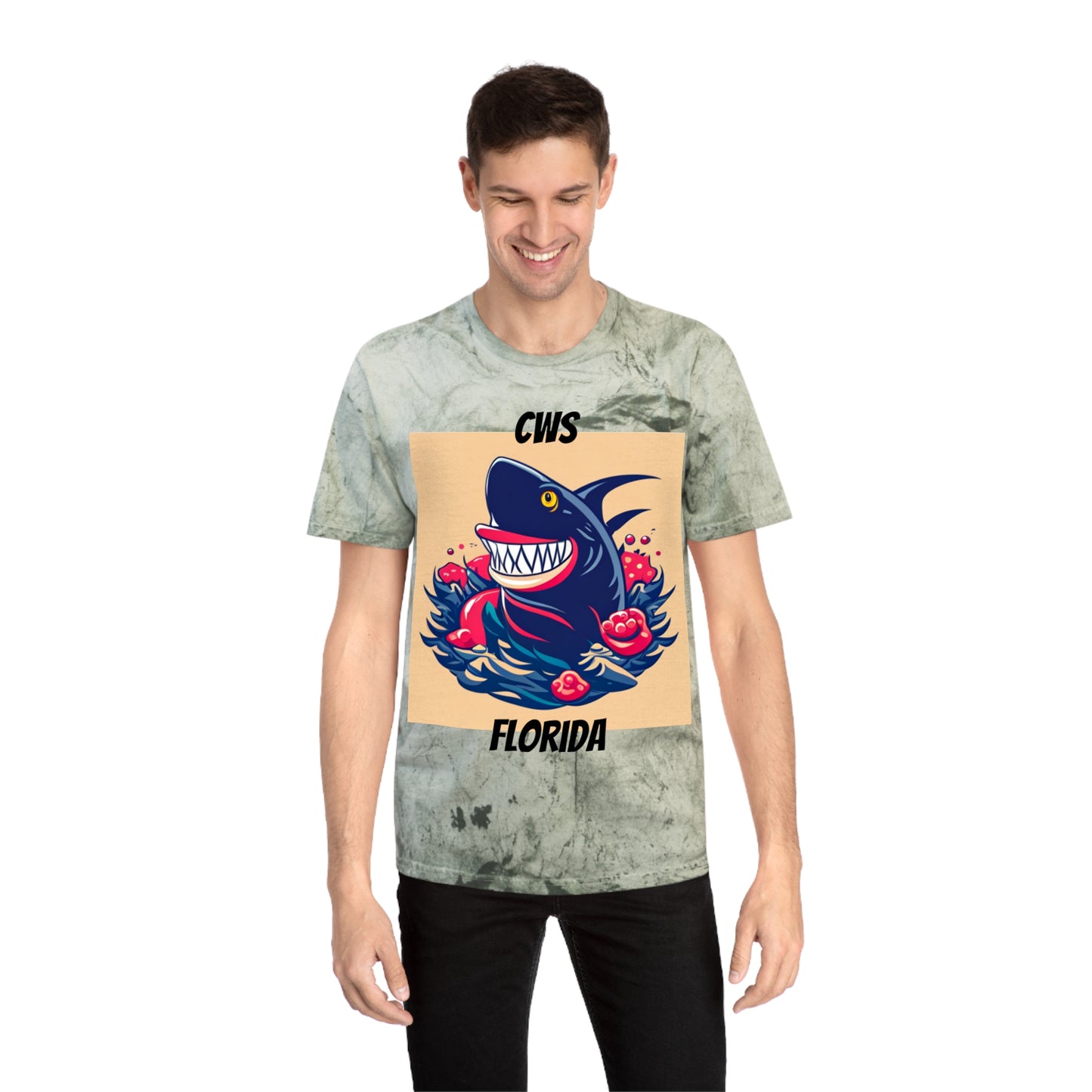 CWS Florida Shark Unisex Color Blast T-Shirt By Cozy Winter Store (ships within USA only)