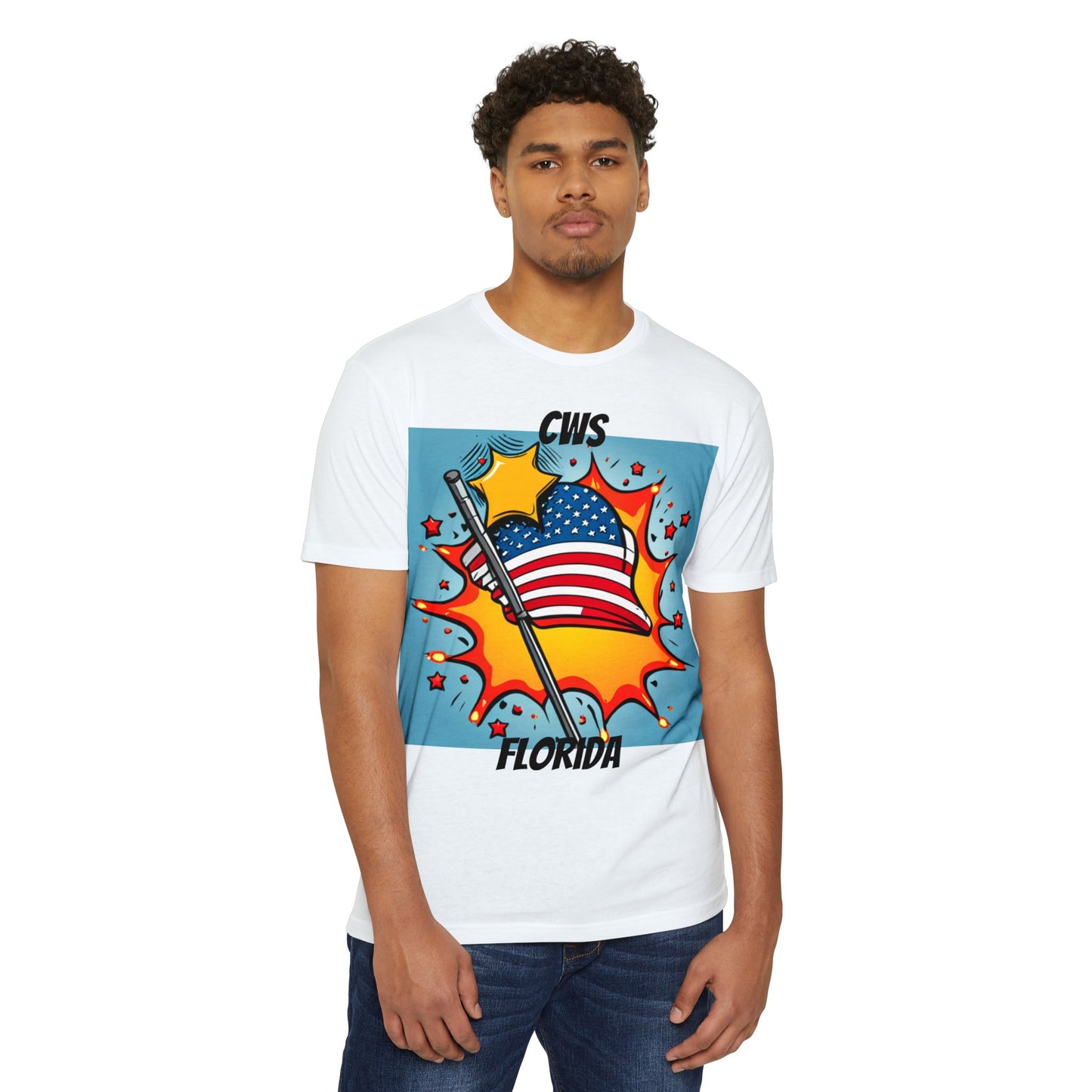 CWS Florida USA Flag Unisex CVC Jersey T-shirt By Cozy Winter Store (ships within USA only)