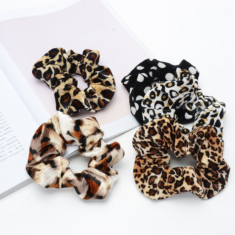 Vintage leopard spotted hair circle fabric hair accessory